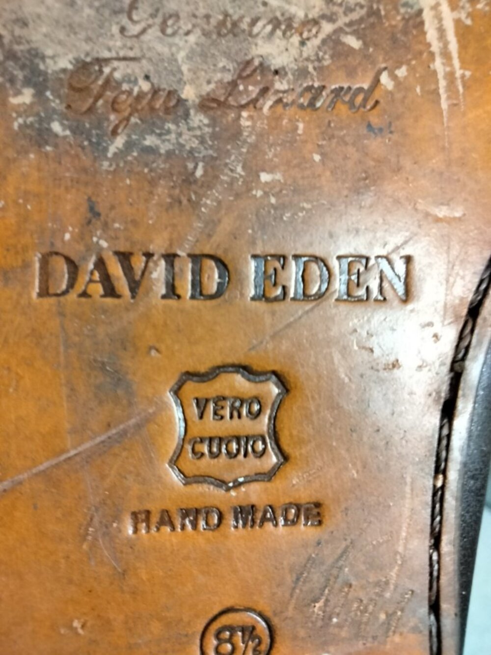 David Eden Men's 8.5 Rich Brown Teja Lizard Leather Loafers Hand Made In Italy - Picture 9 of 12